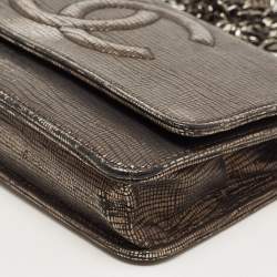 Chanel Silver Shimmer Suede CC Timeless Wallet on Chain