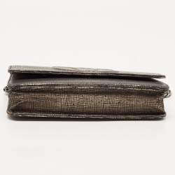 Chanel Silver Shimmer Suede CC Timeless Wallet on Chain