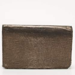 Chanel Silver Shimmer Suede CC Timeless Wallet on Chain