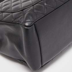 Pre Owned Chanel Black Quilted Caviar Leather Grand Shopper Tote