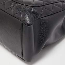 Pre Owned Chanel Black Quilted Caviar Leather Grand Shopper Tote