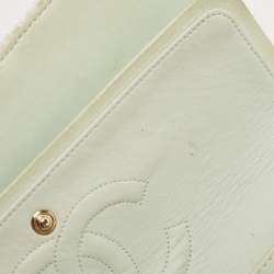 Pre Owned Chanel Light Green Tweed Medium Classic Double Flap Bag