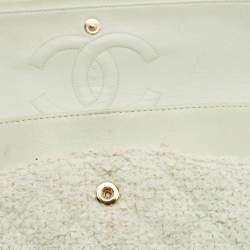 Pre Owned Chanel Light Green Tweed Medium Classic Double Flap Bag