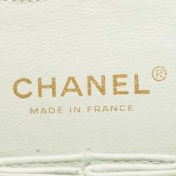 Pre Owned Chanel Light Green Tweed Medium Classic Double Flap Bag