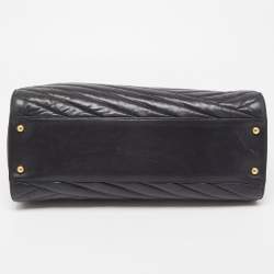 Pre Owned Chanel Black/Beige Chevron Leather Large Gabrielle Accordion Tote