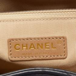 Pre Owned Chanel Black/Beige Chevron Leather Large Gabrielle Accordion Tote