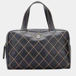 Pre Owned Chanel Black CC Wild Stitch Handbag