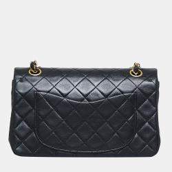 Pre Owned Chanel Black Small Classic Lambskin Double Flap
