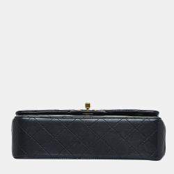 Pre Owned Chanel Black Small Classic Lambskin Double Flap
