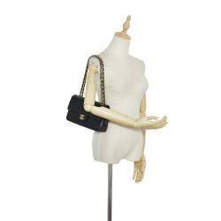 Pre Owned Chanel Black Small Classic Lambskin Double Flap