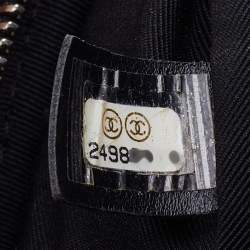Pre Owned Chanel Black Chevron Patent and Leather Space Belt Bag
