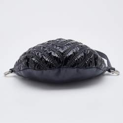 Pre Owned Chanel Black Chevron Patent and Leather Space Belt Bag