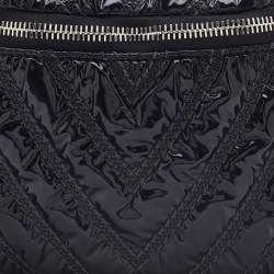 Pre Owned Chanel Black Chevron Patent and Leather Space Belt Bag