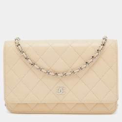 Chanel Beige Quilted Caviar Leather WOC Bag Chanel
