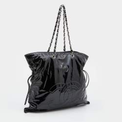 Pre Owned Chanel Black Patent Leather Bon Bon Tote 