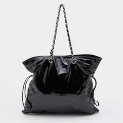 Pre Owned Chanel Black Patent Leather Bon Bon Tote 