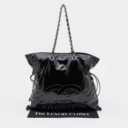 Pre Owned Chanel Black Patent Leather Bon Bon Tote 
