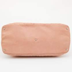 Pre Owned Chanel Light Pink Quilted Iridescent Leather Large Sea Hit Tote