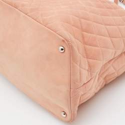 Pre Owned Chanel Light Pink Quilted Iridescent Leather Large Sea Hit Tote