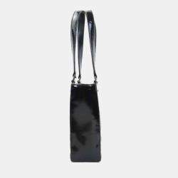 Pre Owned Chanel Black Patent Leather Small Chocolate Bar Tote Bag
