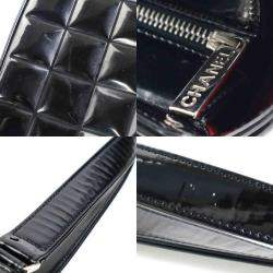 Pre Owned Chanel Black Patent Leather Small Chocolate Bar Tote Bag
