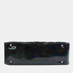Pre Owned Chanel Black Patent Leather Small Chocolate Bar Tote Bag