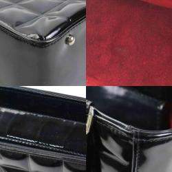 Pre Owned Chanel Black Patent Leather Small Chocolate Bar Tote Bag