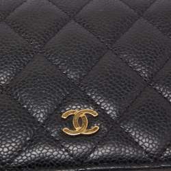 مملوكة مسبقًا Chanel Black Quilted Caviar Leather L Yen Continental Wallet
