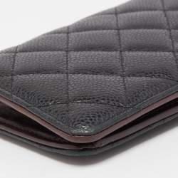 مملوكة مسبقًا Chanel Black Quilted Caviar Leather L Yen Continental Wallet