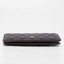 مملوكة مسبقًا Chanel Black Quilted Caviar Leather L Yen Continental Wallet