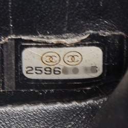 Pre Owned Chanel Black Leather and Rabbit Fur Small Boy Flap Bag