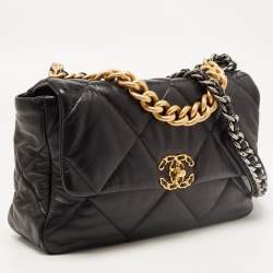 Pre Owned Chanel Black Leather Chanel 19 Flap Shoulder Bag