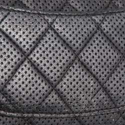 Pre Owned Chanel Black/Silver Quilted Perforated Leather Classic Wallet on Chain