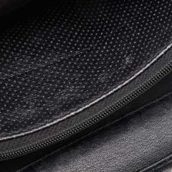 Pre Owned Chanel Black/Silver Quilted Perforated Leather Classic Wallet on Chain