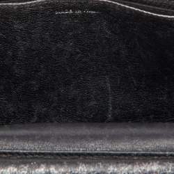 Pre Owned Chanel Black/Silver Quilted Perforated Leather Classic Wallet on Chain