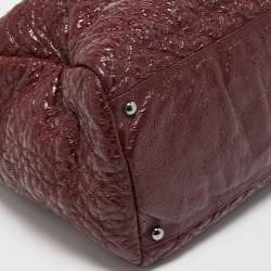 Pre Owned Chanel Burgundy Camellia Embossed Patent Leather Shoulder Bag