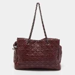 Pre Owned Chanel Burgundy Camellia Embossed Patent Leather Shoulder Bag