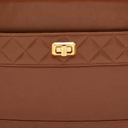 Pre Owned Chanel Brown Quilted Leather Vintage Chain Tote