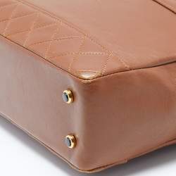 Pre Owned Chanel Brown Quilted Leather Vintage Chain Tote