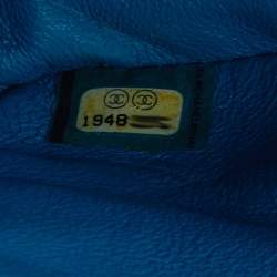 Pre Owned Chanel Blue Quilted Patent Leather Medium Classic Double Flap Bag