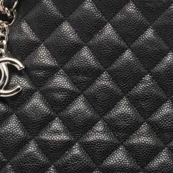 Pre Owned Chanel Black Quilted Caviar Leather Medium Just Mademoiselle Bowler Bag