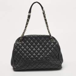 Pre Owned Chanel Black Quilted Caviar Leather Medium Just Mademoiselle Bowler Bag
