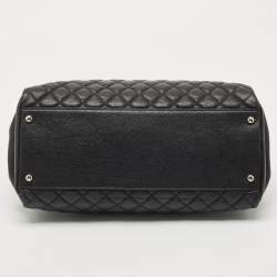 Pre Owned Chanel Black Quilted Caviar Leather Medium Just Mademoiselle Bowler Bag