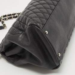 Pre Owned Chanel Black Quilted Caviar Leather Medium Just Mademoiselle Bowler Bag