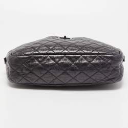 Pre Owned Chanel Black/Blue Quilted Iridescent Leather Mademoiselle Camera Shoulder Bag