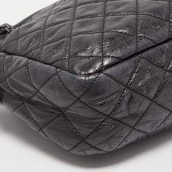 Pre Owned Chanel Black/Blue Quilted Iridescent Leather Mademoiselle Camera Shoulder Bag