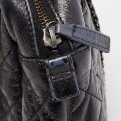Pre Owned Chanel Black/Blue Quilted Iridescent Leather Mademoiselle Camera Shoulder Bag