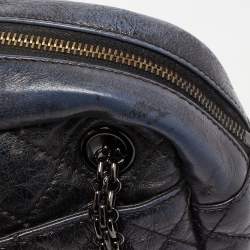 Pre Owned Chanel Black/Blue Quilted Iridescent Leather Mademoiselle Camera Shoulder Bag