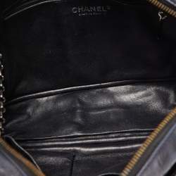 Pre Owned Chanel Black/Blue Quilted Iridescent Leather Mademoiselle Camera Shoulder Bag
