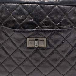 Pre Owned Chanel Black/Blue Quilted Iridescent Leather Mademoiselle Camera Shoulder Bag